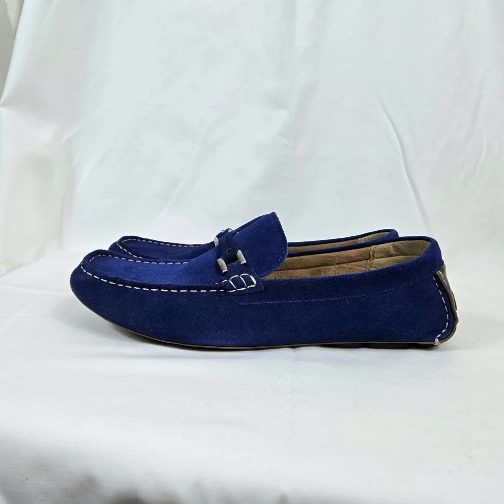 Alfani Men Draper Royal Blue Suede Leather SlipOn Preppy Loafers 13M Casual Chic